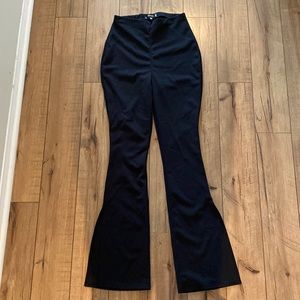 Misguided Leggings / Pants Split Hem Flare in Black